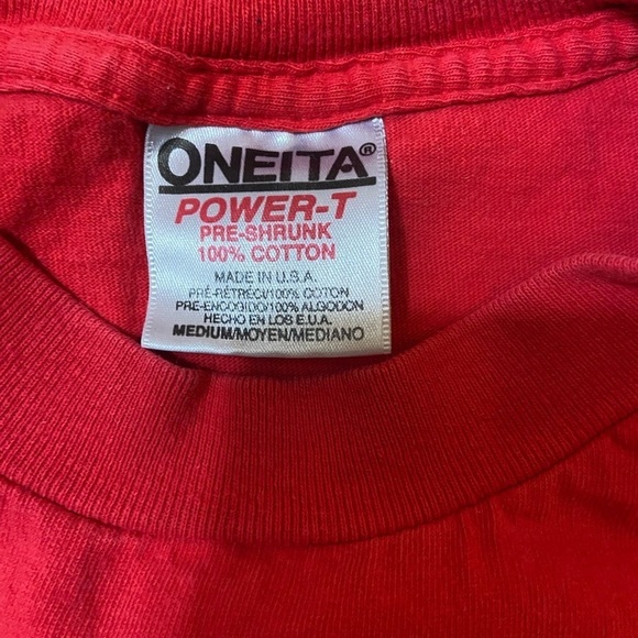 Vintage ONEITA Power T Red Single Stitch T-Shirt - Picture 9 of 11